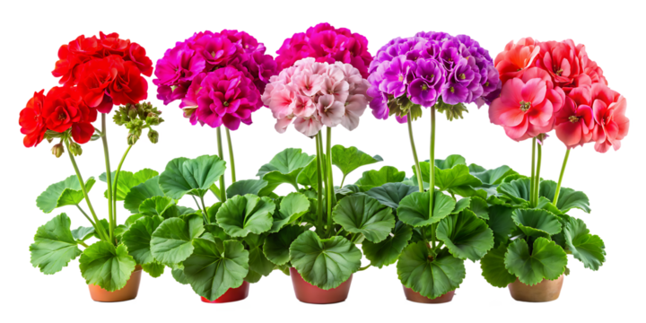 set of colorful geraniums, isolated on transparent background,PNG AI GENERATED