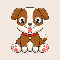 Vector cartoon cute little dog sitting