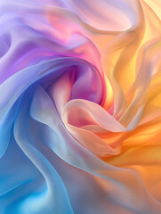 Obraz premium Minimalist, concise, Pastel rainbow flowing cloth, clean background