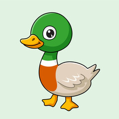 Vector cartoon cute little duck