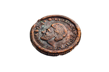 Antique Coin from History Isolated on Transparent Background