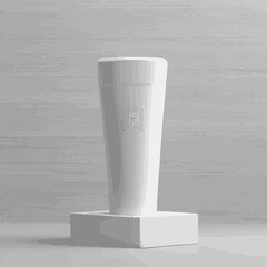 High-quality, photorealistic mockup of single product packaging. Features sleek, minimalist design with a blank label for branding. Set against a neutral background with subtle shadows