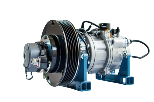 Professional Air Compressor with Dual Tanks Isolated on Transparent Background