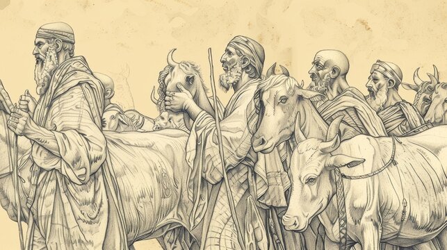 Exodus 9 Biblical Illustration: Plagues of Disease, Boils, Hail, Pharaoh's Continued Refusal - Beige Background with Copyspace for Inspirational Use