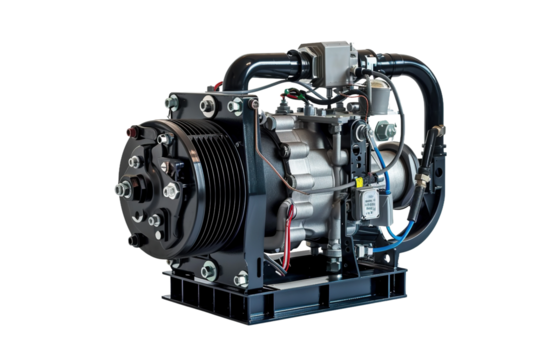 High-Performance Professional Air Compressor Isolated on Transparent Background