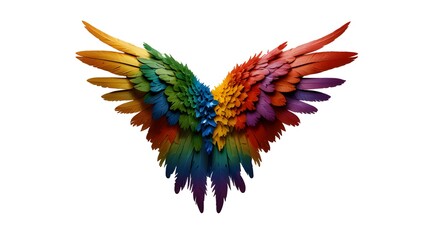 Obraz premium Rainbow pride wings isolated on transparent background.