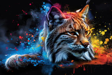 Lynx in neon colors in a pop art style