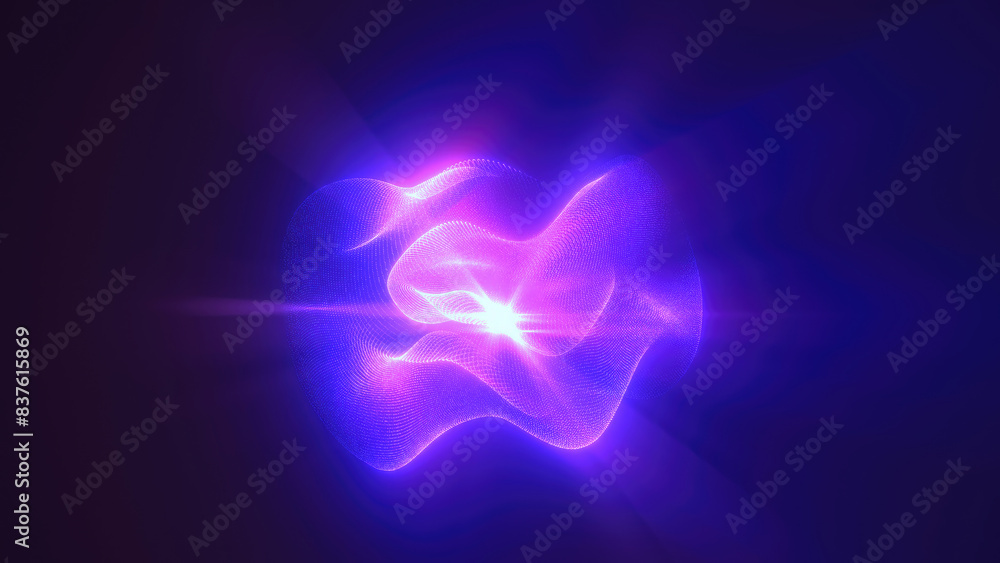 Poster purple energy magic sphere round high-tech digital ball core of light rays waves lines and energy pa