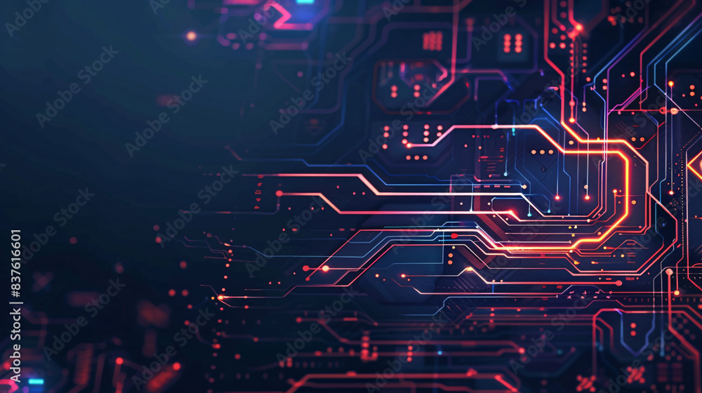 Poster a copyspace of modern simple chipset line and futuristic technology backdrop suitable for presentati