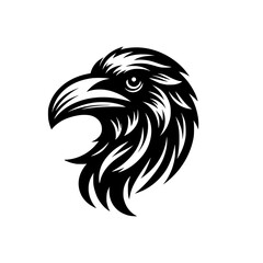 Vector logo of a raven head. Professional esport logo of a crow. can be used as emblems, tattoo, sign, logo.	