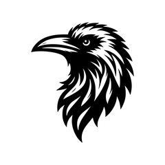Vector logo of a raven head. Professional esport logo of a crow. can be used as emblems, tattoo, sign, logo.	