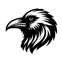 Vector logo of a raven head. Professional esport logo of a crow. can be used as emblems, tattoo, sign, logo.	