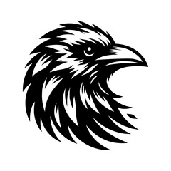 Vector logo of a raven head. Professional esport logo of a crow. can be used as emblems, tattoo, sign, logo.	