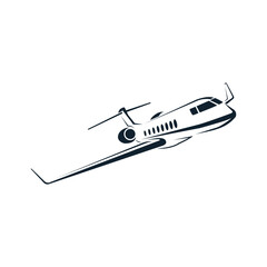 Private jet vector icon. Business jet illustration flat