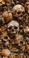 Scattered Assorted Human Vintage Dirty Bones For Background Created Using Artificial Intelligence