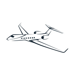Executive long range business jet flying