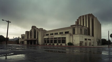Fototapeta premium view of the front of the building with a quiet and cloudy atmosphere