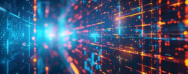 Fototapeta premium a computer screen displays a series of colorful lights, including a red light, a green light, a blue light, and a yellow light, arranged in a row from left to right