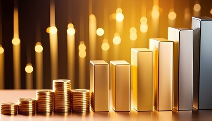 stack of golden coins on blurred background. business finance and investment concept.