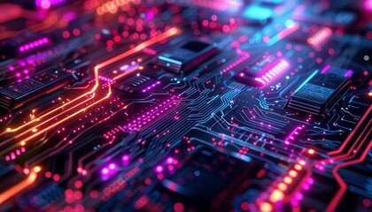 AIpowered cybersecurity, digital neural network defense, futuristic design, high detail, cyber elements, neon accents, 3D rendering, vibrant colors