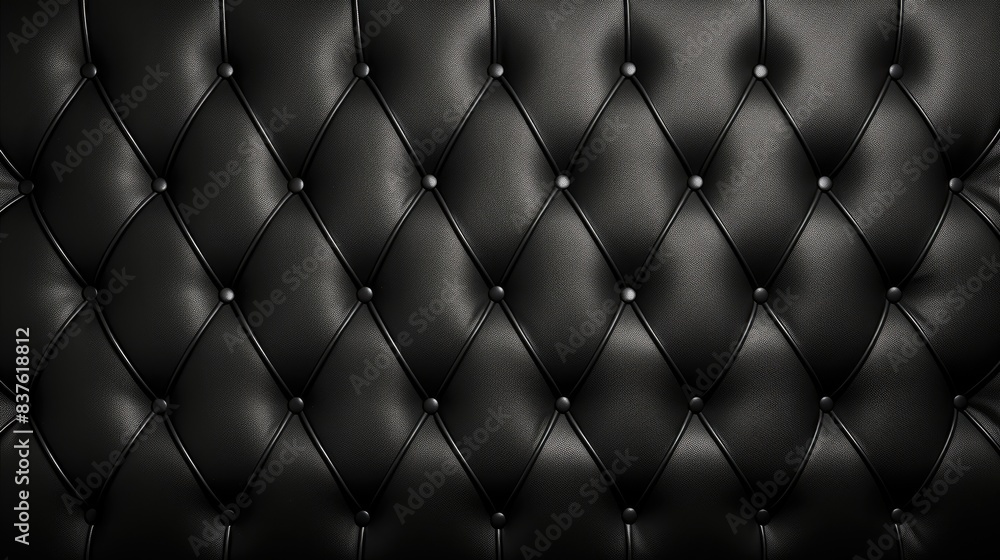 Wall mural Black leather upholstery. Leather luxury background with stitching. - Wall murals