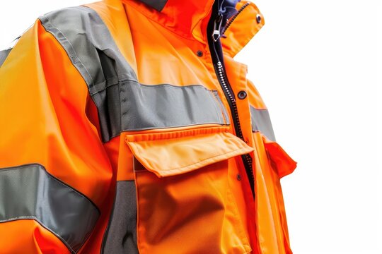 Reflective work jacket isolated on white background.