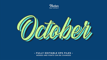 October cartoon text effect editable eps cc