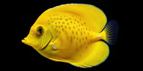 Yellow tang fish on coral reef
