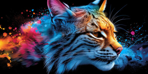 Lynx in neon colors in a pop art style