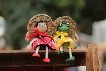 Two adorable toys on the lookout 