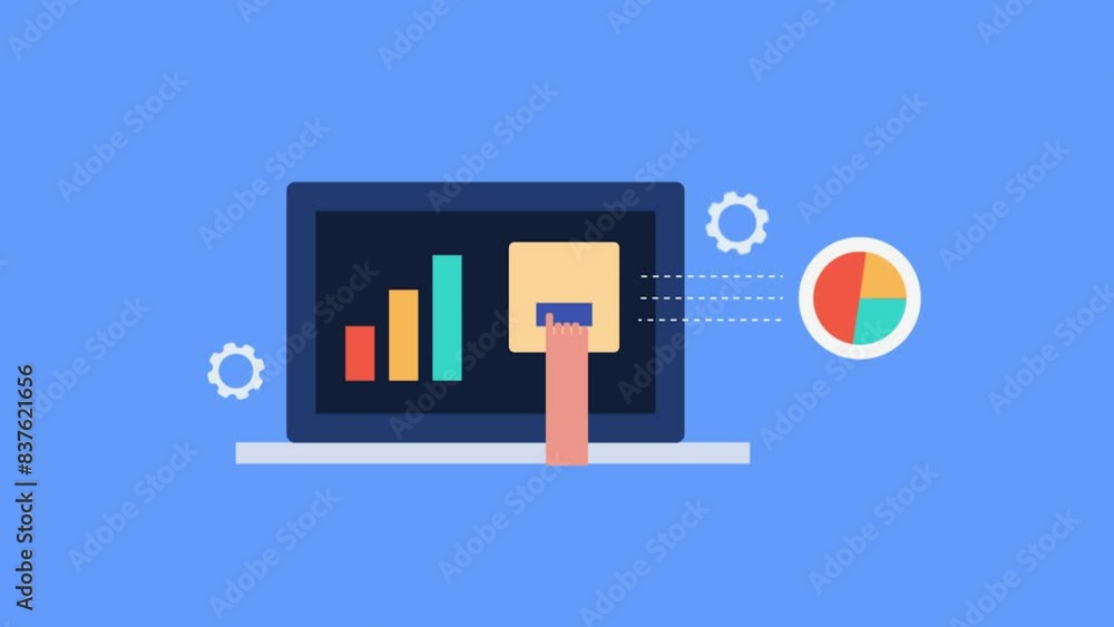 Poster business data management analytics intelligent software system for organisation workflow, video anim