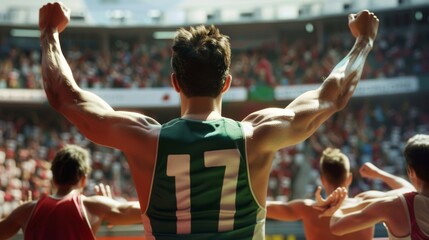 Athlete displaying sportsmanship and respect towards opponents in competitive sporting event