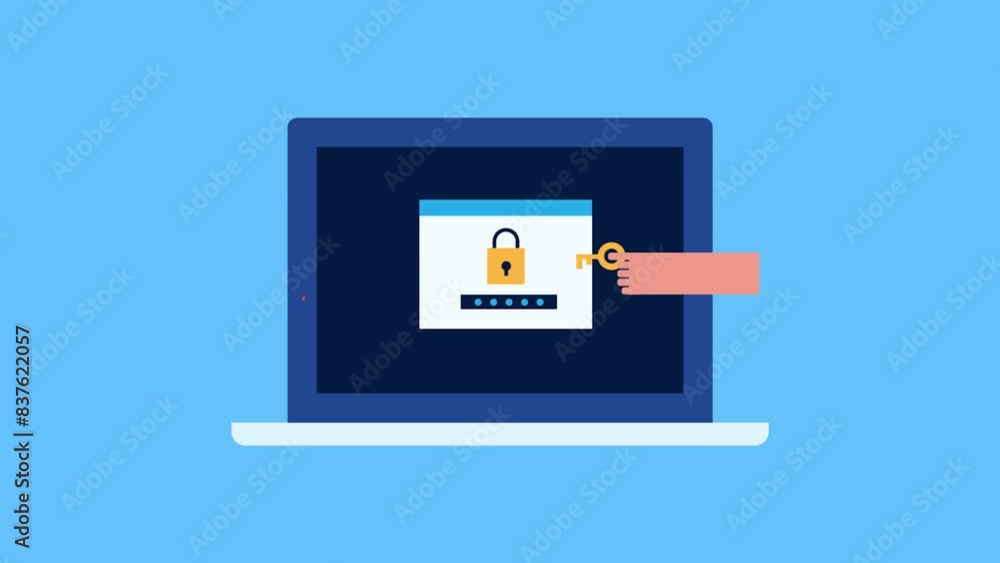 Poster cyber security user safety privacy data access control conceptual video animation.
