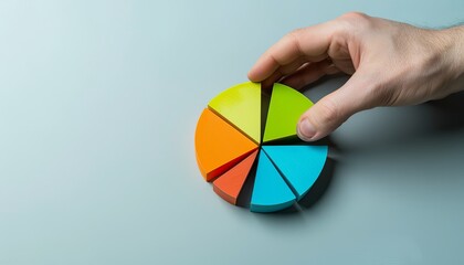 A hand is holding a piece of paper that is cut into six pieces