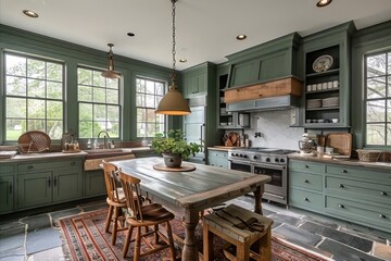 sage green kitchen set