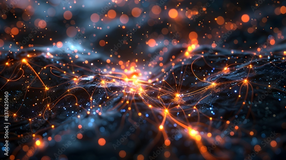 Poster dynamic artificial intelligence visualization with glowing neural networks