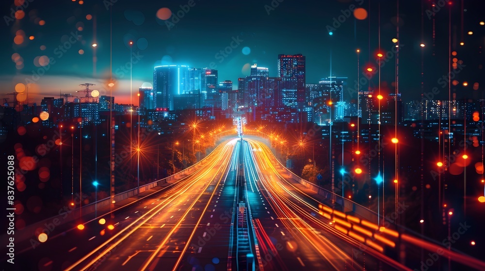 Aufkleber vibrant smart city infrastructure with connected devices and real time data analytics