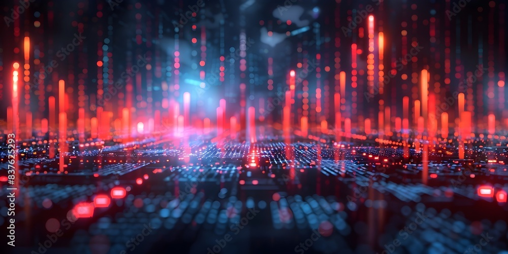 Poster futuristic digital financial forecast with predictive analytics and advanced data visualization
