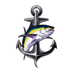 illustration of anchor and tuna fish © Ibnu