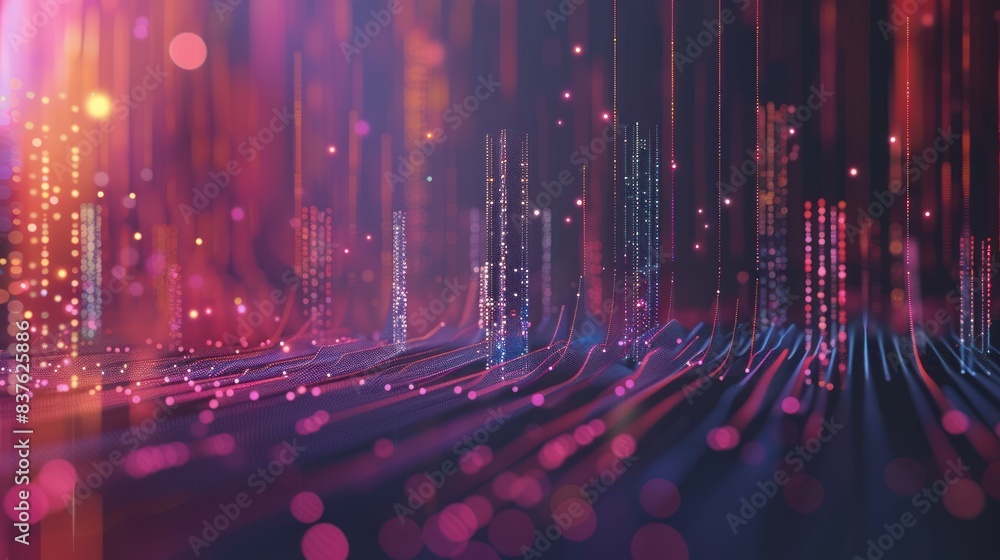Poster smart city and abstract dot point connect with gradient line and aesthetic intricate wave line desig