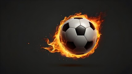 Fototapeta premium Soccer ball flying on fire isolated on transparent background.