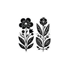 wild flower silhouette, flower vector logo, 