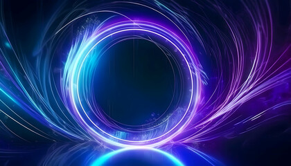 Luminous blue and purple neon circle on dark background
Abstract blue and purple glowing circle Digital art: blue and purple neon circle on black background