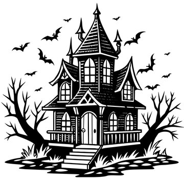 recommend clip art: hand-drawn-spooky-house-effect-white-solid-backgr