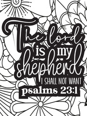 Faith Quotes Flower Coloring Page Beautiful black and white illustration for adult coloring book