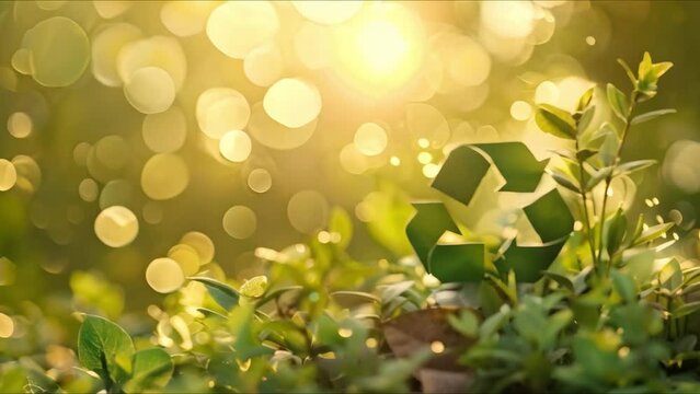 Green recycling symbol button for promoting zero waste and reuse concept. Concept Eco-friendly Lifestyle, Recycling Initiatives, Zero Waste Movement