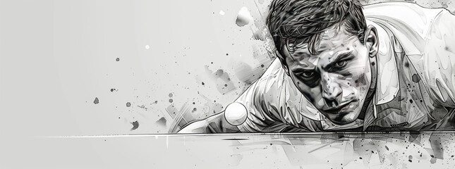 Olympic Sports. Table Tennis. Hand drawn sketch of a man playing table tennis. Vector illustration. Continuous line drawing.generative ai