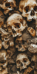 Scattered Assorted Human Vintage Dirty Bones For Background Created Using Artificial Intelligence