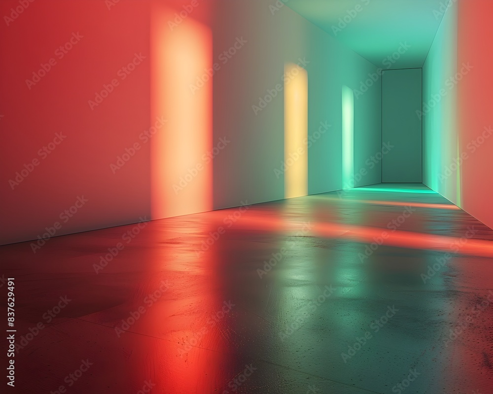 Poster vibrant neon red and green backdrop with subtle shadows dynamic empty background for product display