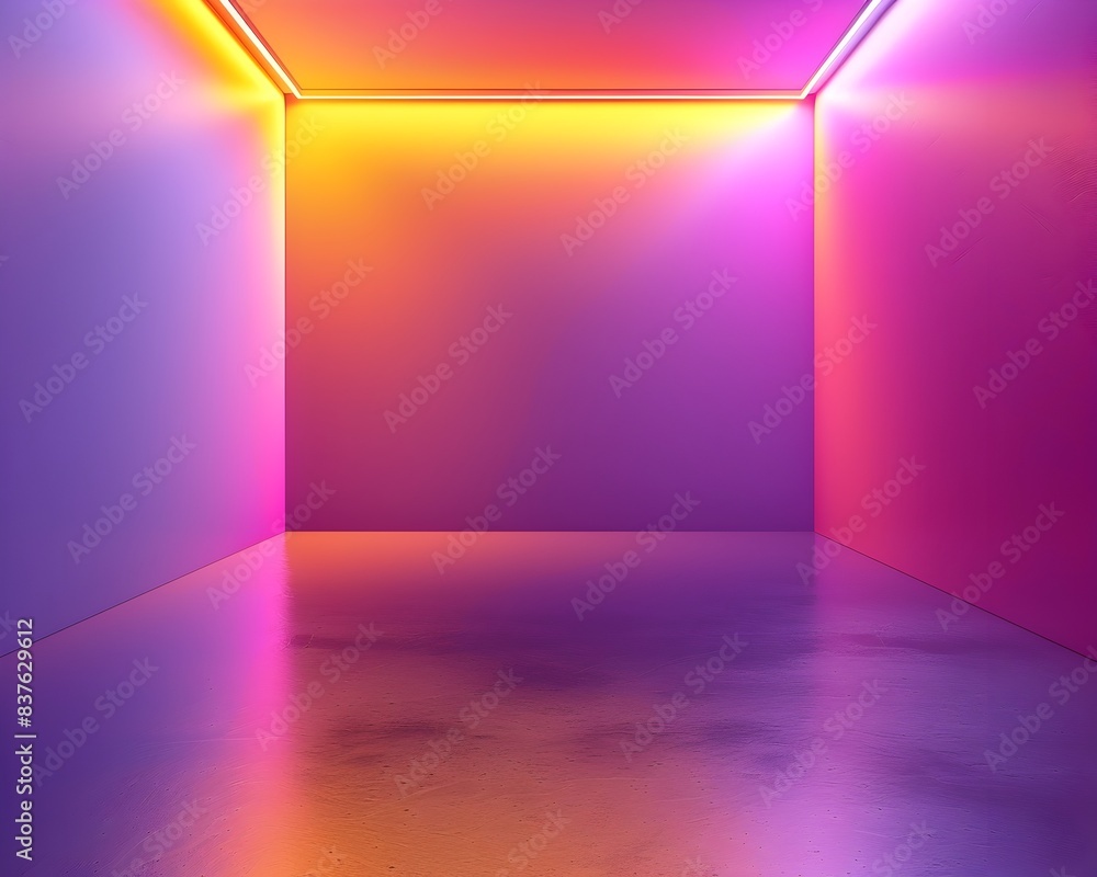 Poster smooth neon yellow and purple gradient backdrop ideal for tech gadgets or empty neon background for 